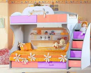 Фото — 19 Мебель Пионер — классический пример двухъярусных кроватей из ДСП с отделкой из МДФ