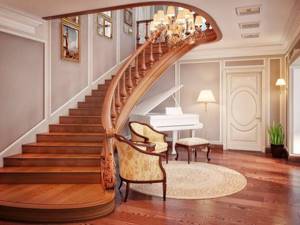 Холл с лестницей в классическом стиле