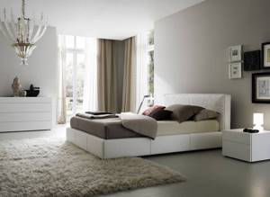 Прямоугольная спальня в стиле модерн
