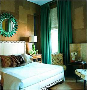 Зеленые шторы в спальню: дизайн интерьера, советы по выбору фото